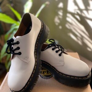 Dr. Martens White Leather Flats